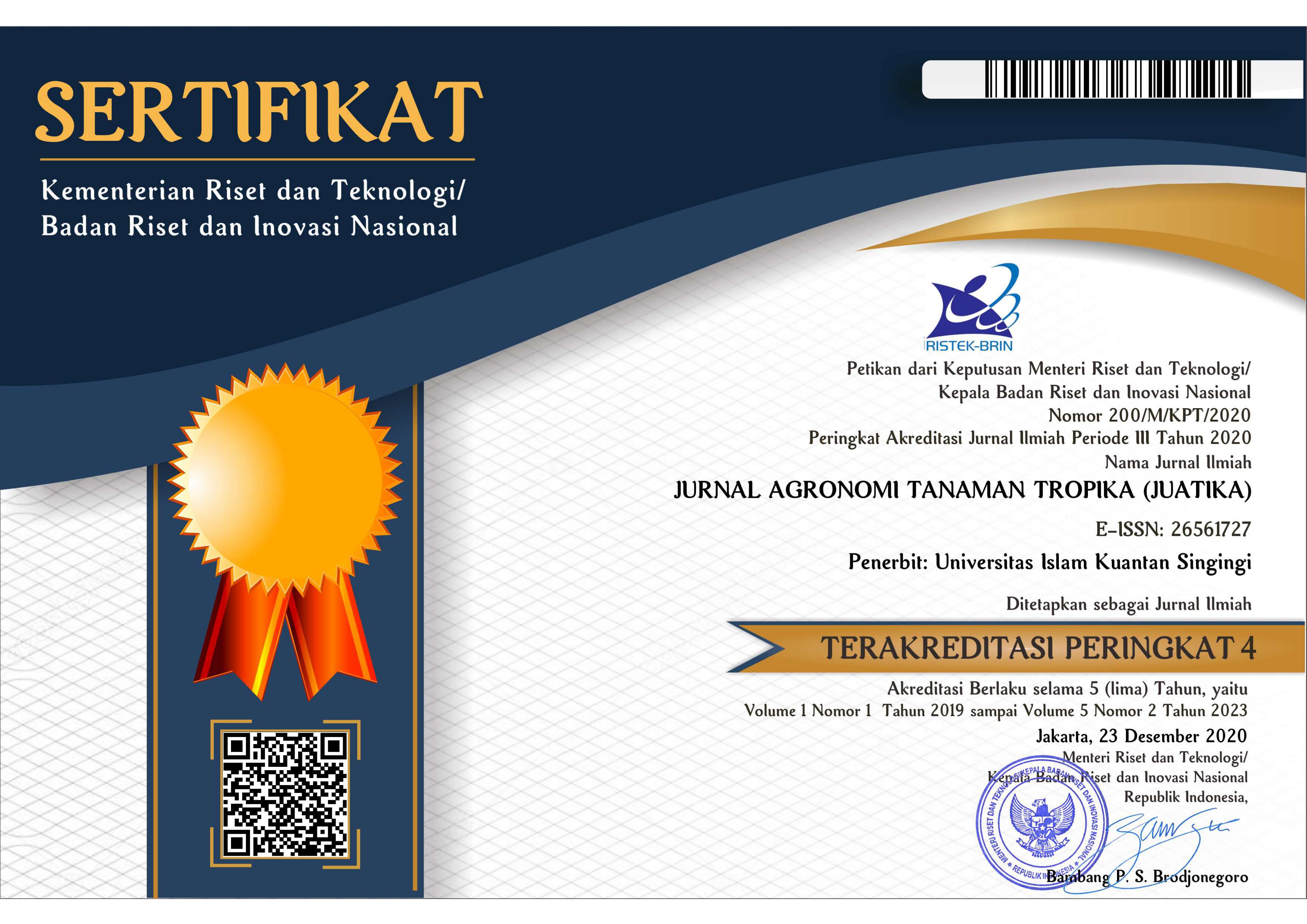 JURNAL AGRONOMI TANAMAN TROPIKA JUATIKA 
